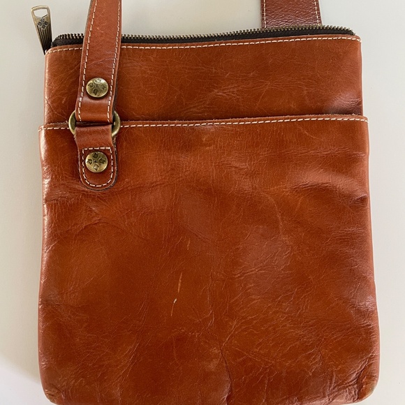 Patricia Nash Brown Leather Crossbody Bag with Embossed Rose Floral Design - Picture 3 of 7